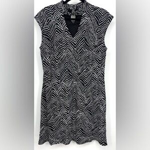 INC International Concepts Black and White Geometric Midi Dress
